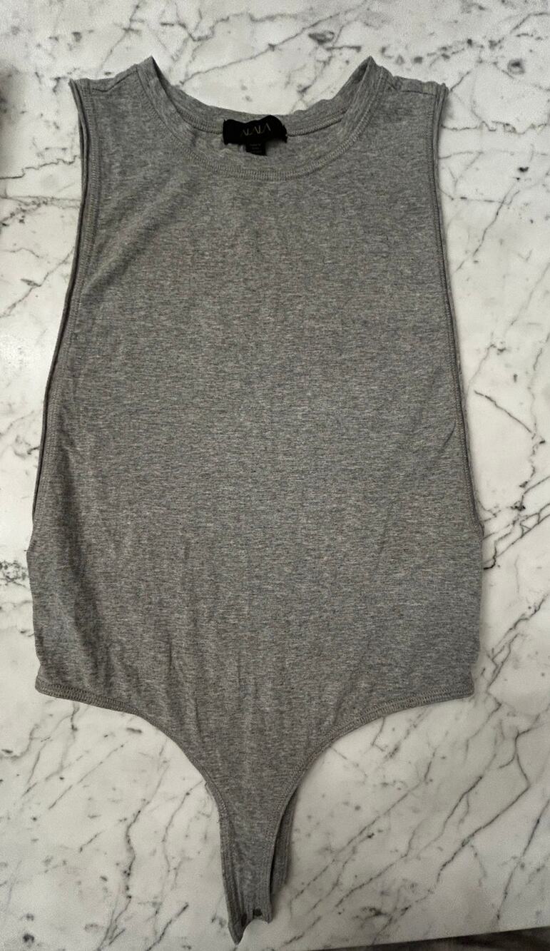 Alala Grey Flex Back Sleevelss Tank Top Bodysuit Grey Medium M Pristine